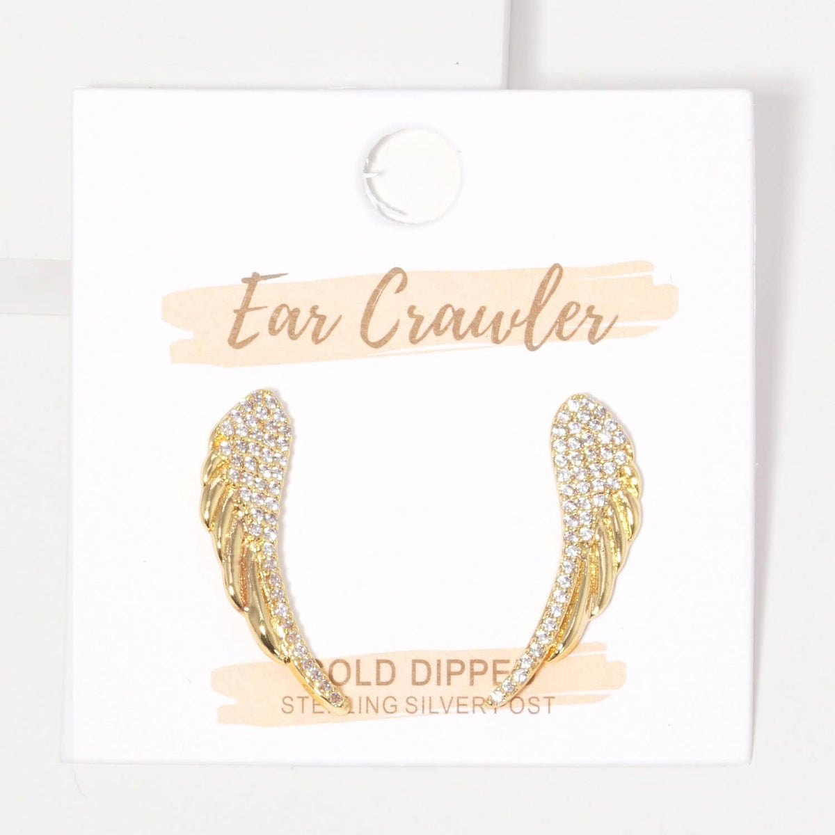 Gold Angel Wing Ear Crawler Earrings