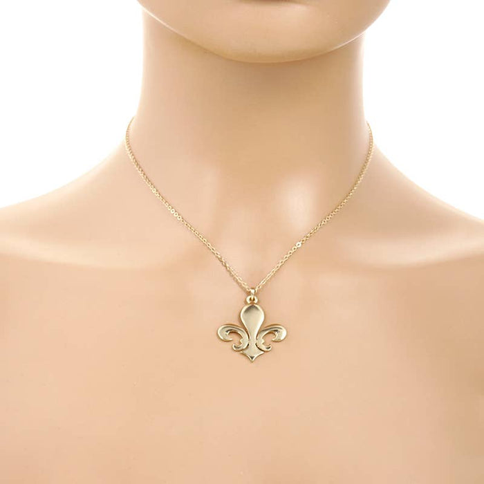 Gold Plated Simple Fleur De Lis Necklace