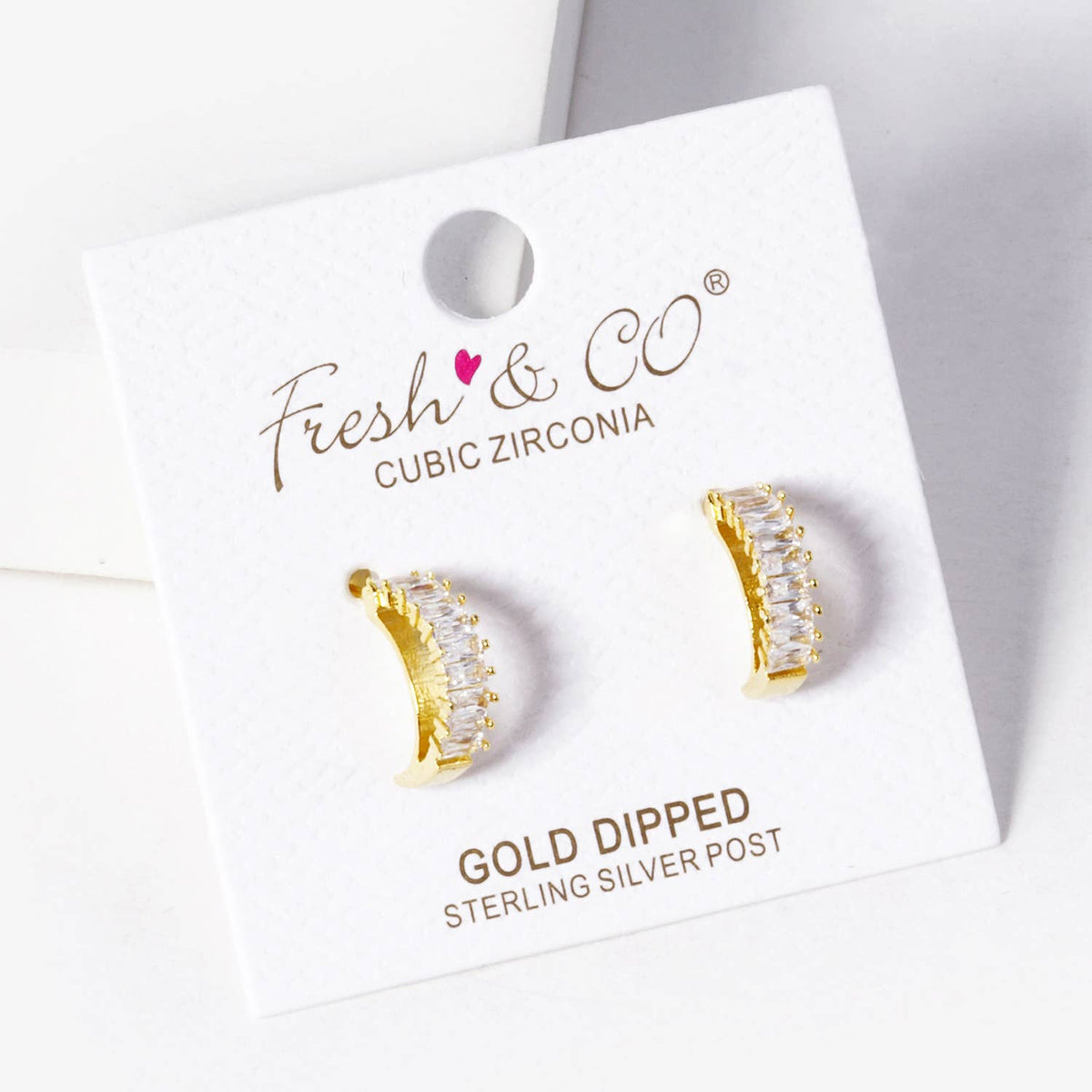 Dainty Baguette Cubic Zirconia Half-Hoop Earrings