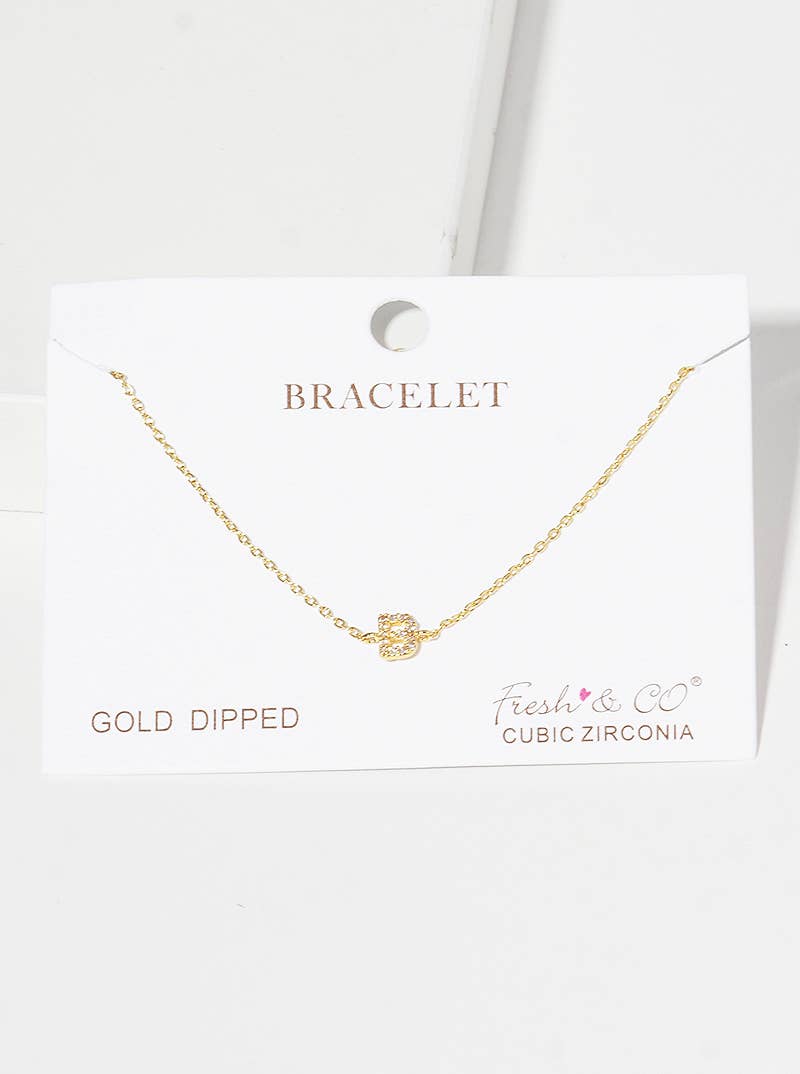 Dainty Pavé Cubic Zirconia Initial Letter Chain Bracelet