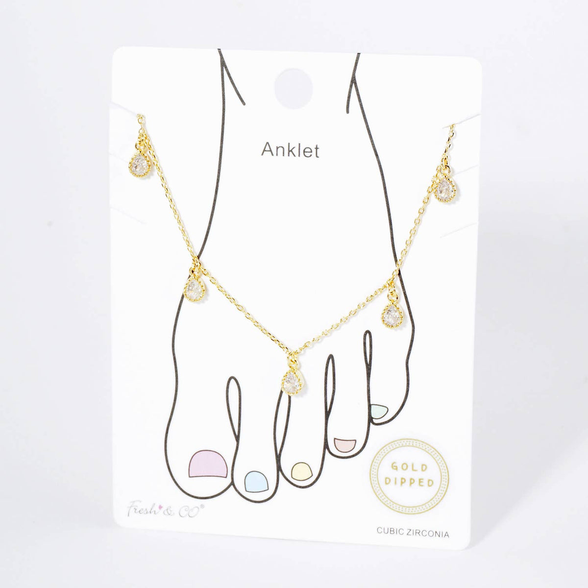 Teardrop Cubic Zirconia Dangle Anklet