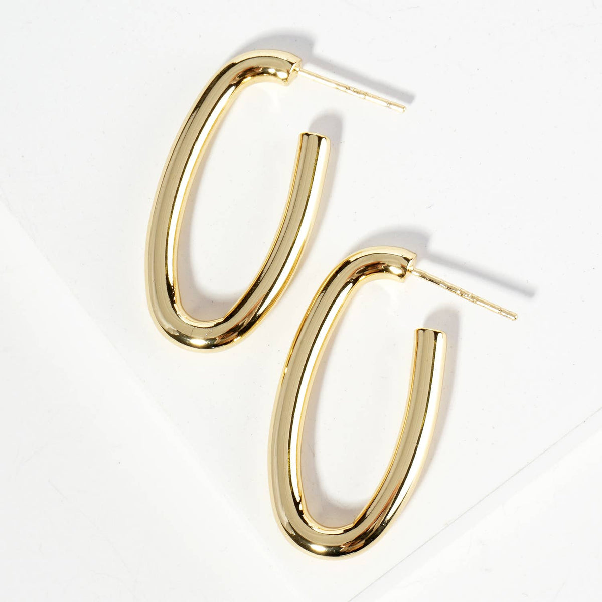 30mm Oval Hoop Earrings / 18K Gold Dipped