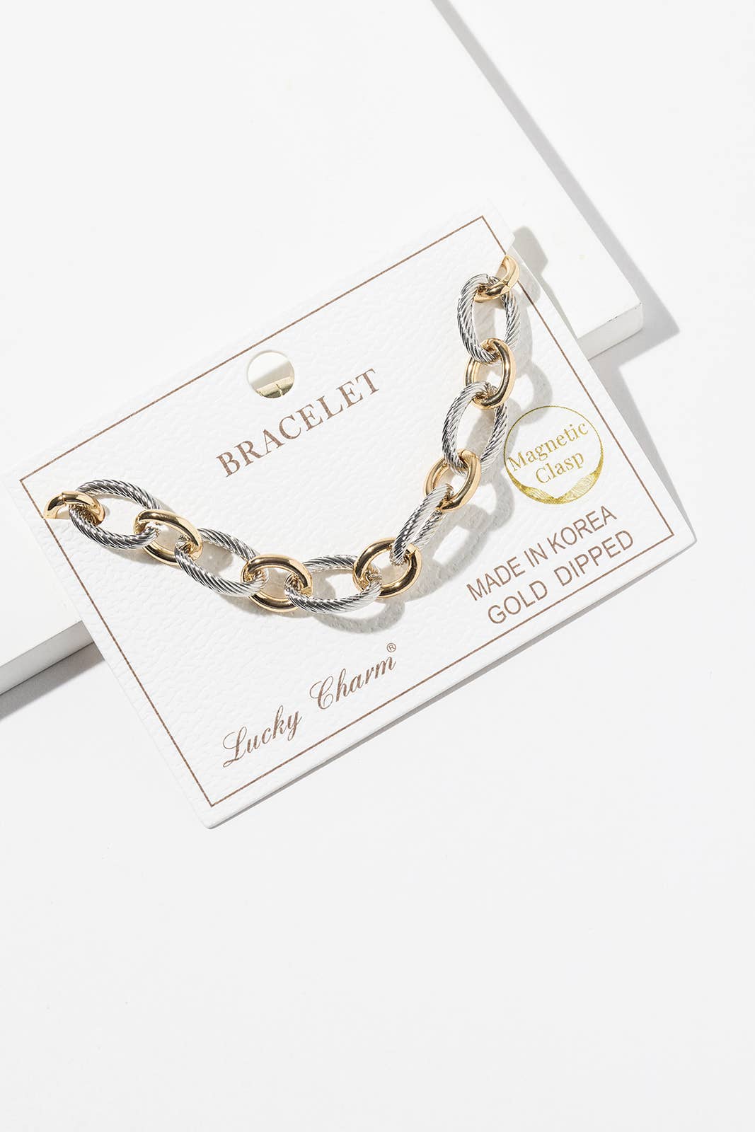 Two-Tone Twisted Link Chain Bracelet