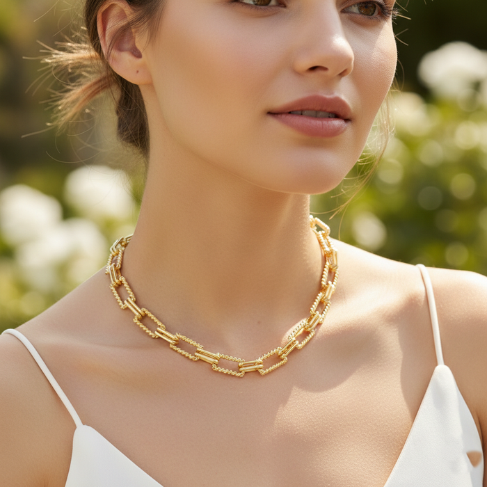 Textured Link Chain Necklace