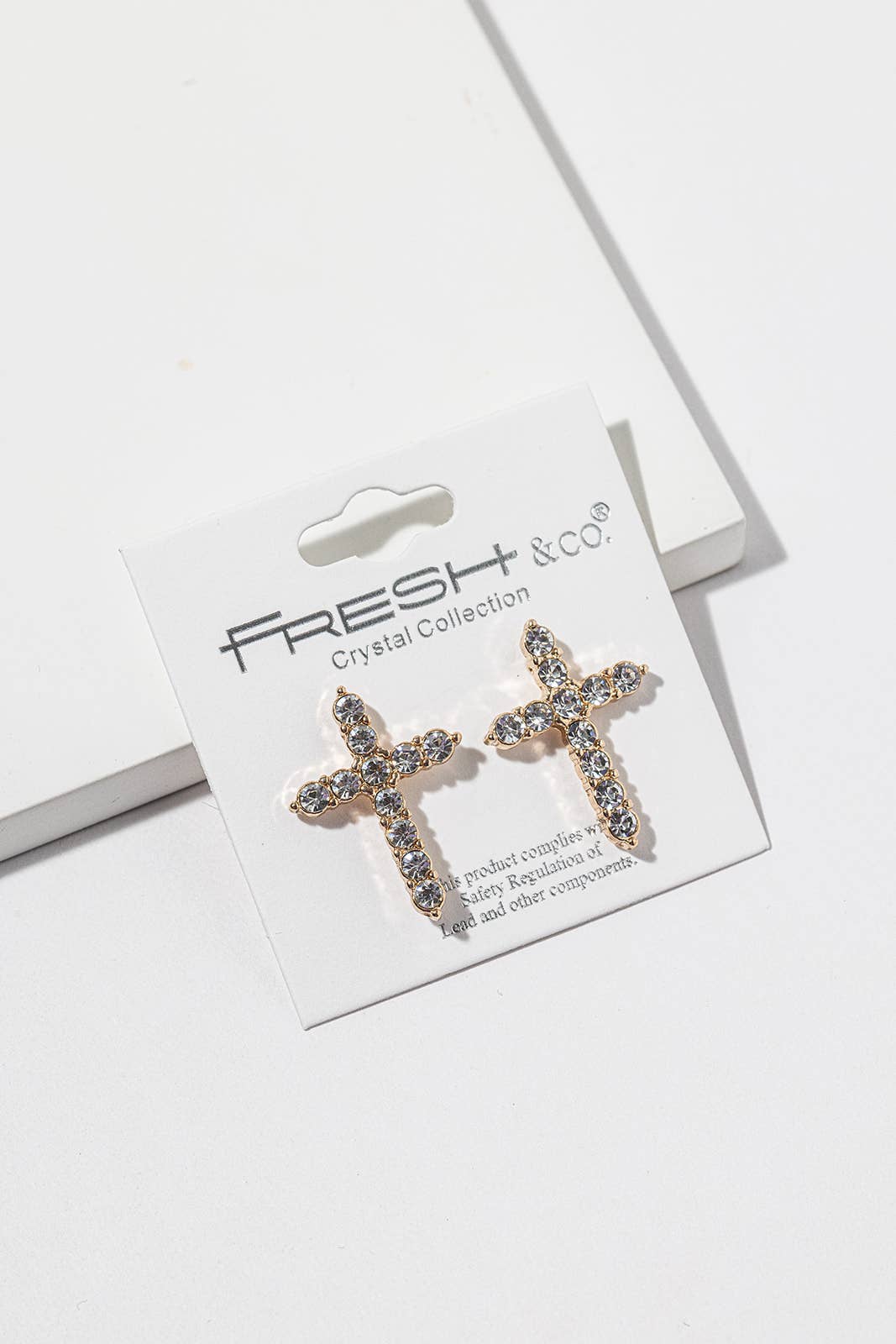 Big Crystal Cross Stud Earrings – Bold Round-Crystal Cross,