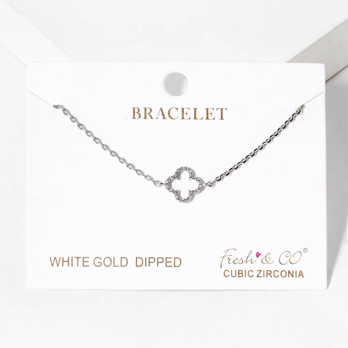 Minimalist Pavé Clover Charm Bracelet