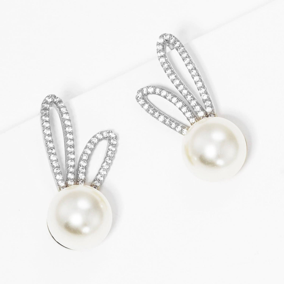 Gold Freshwater Pearl Bunny Ear Post Earrings