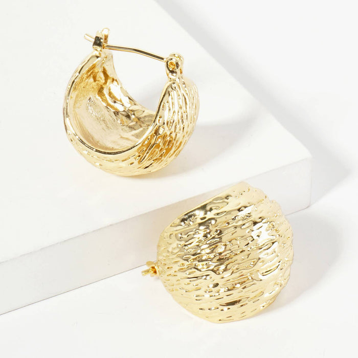 Textured 18mm Sphere Brass Hoop Earrings