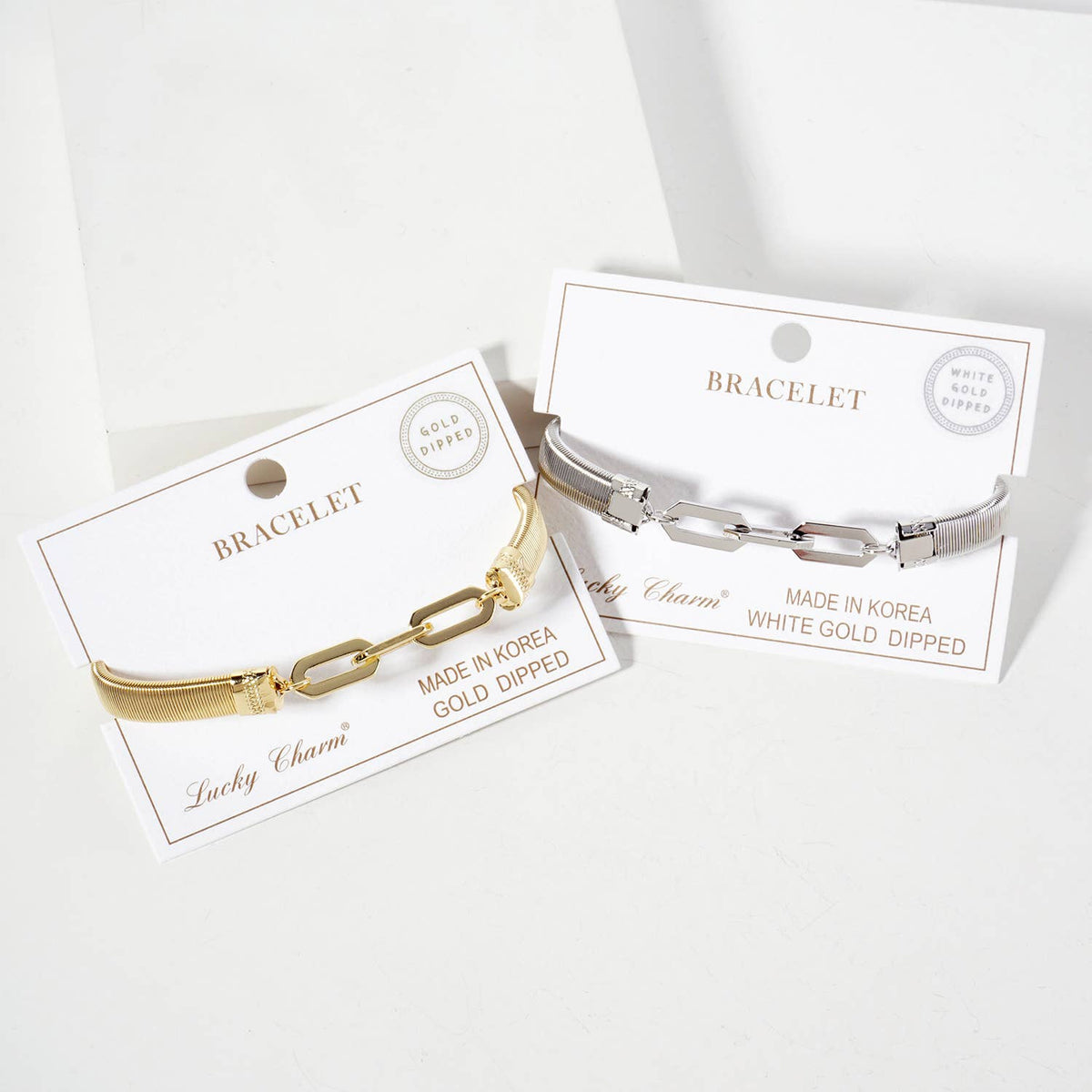 18K-Gold-Dipped Brass Omega Chain Stretch Bracelet