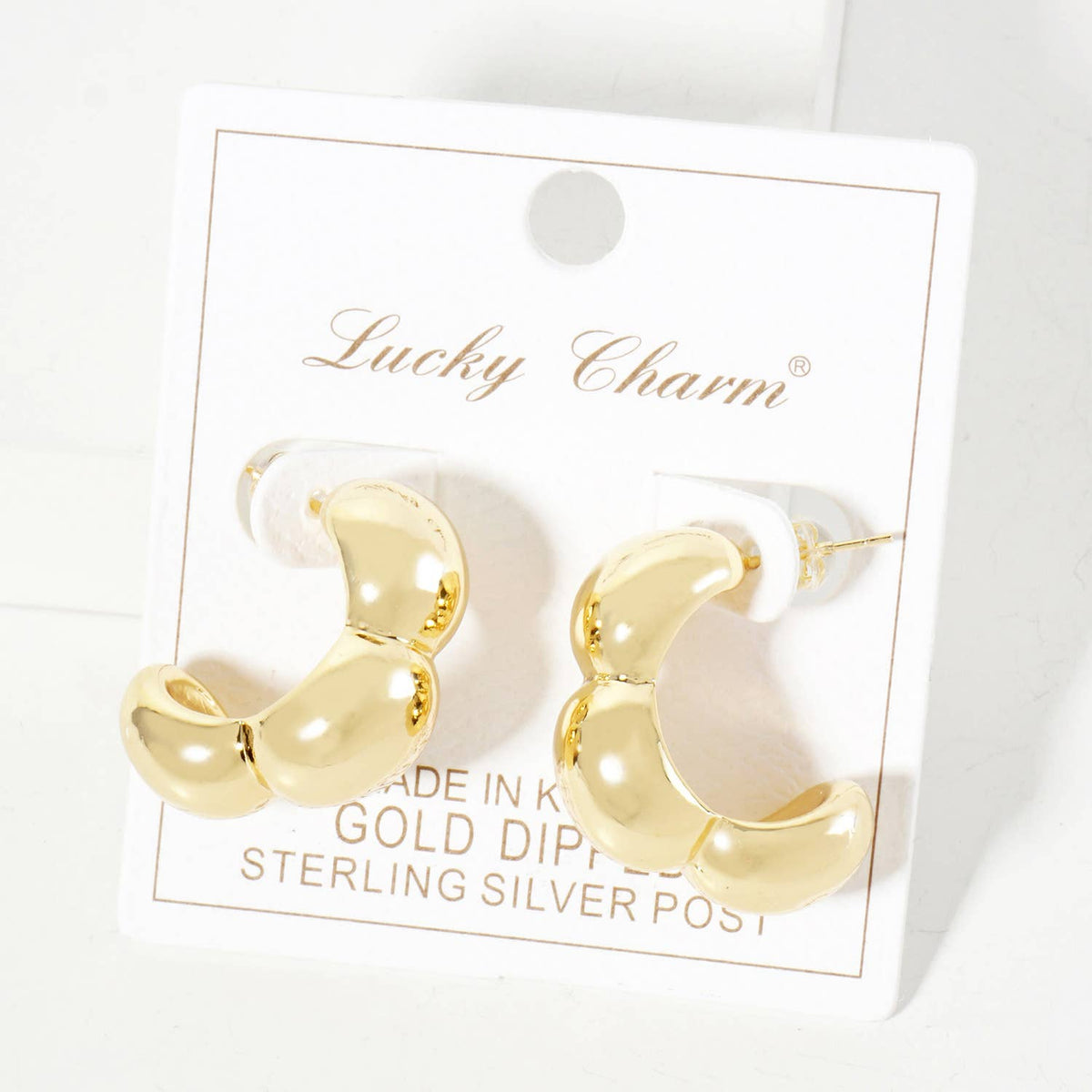 Botanical-Theme Polished Brass Flower Inspired Hoop Earrings