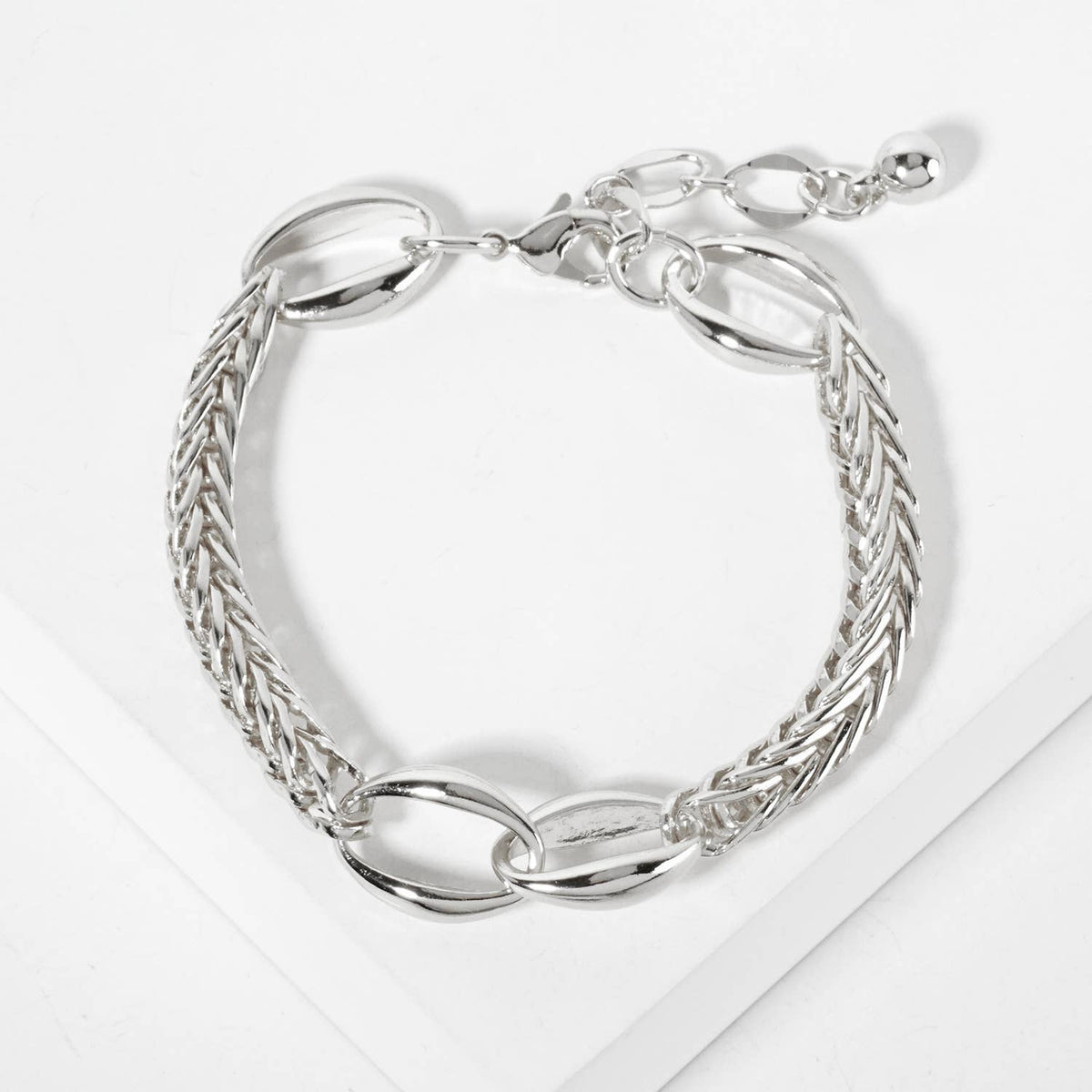 Mixed Texture Oval Link Bracelet