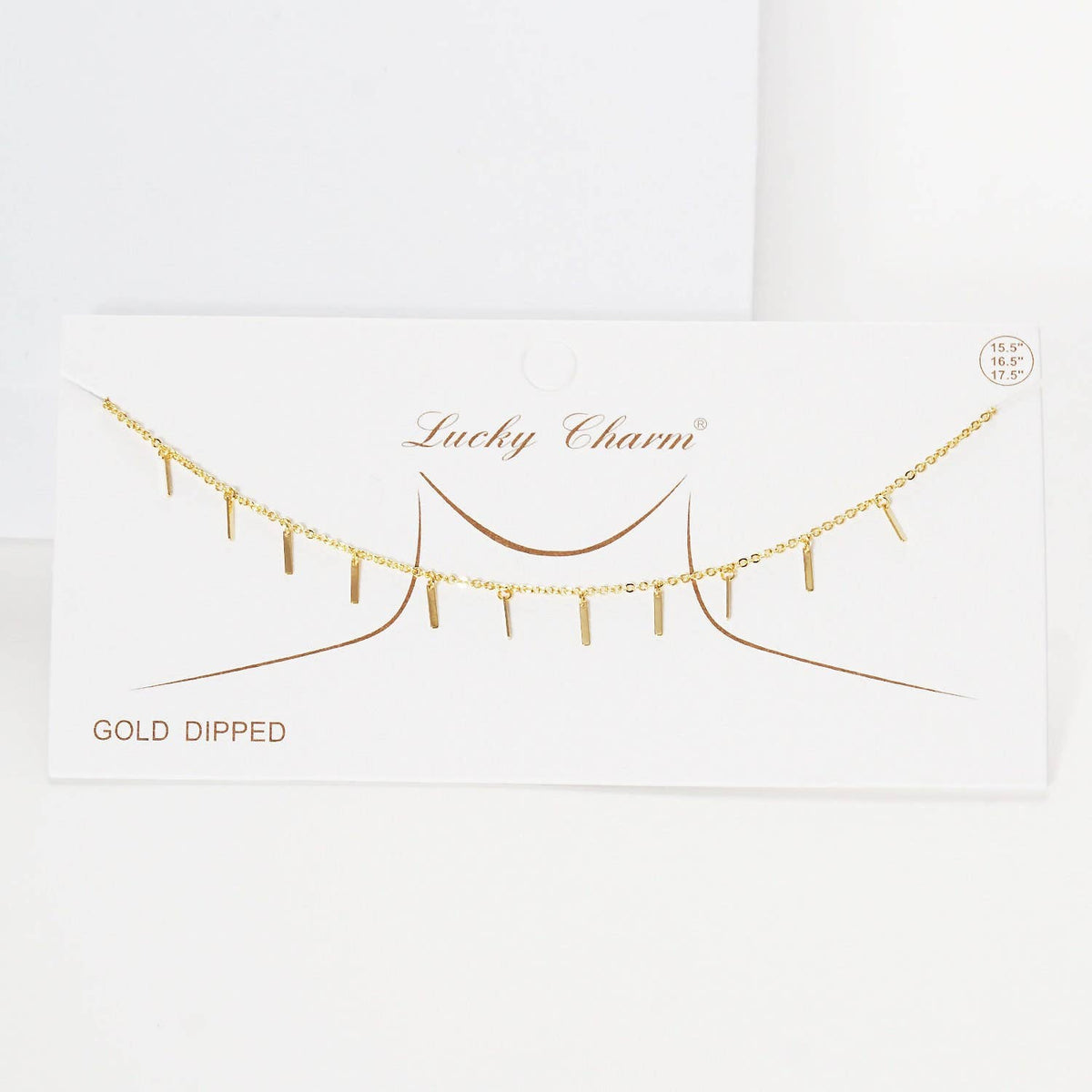 Gold Plated Chain w/ Dangling Mini Bars Necklace
