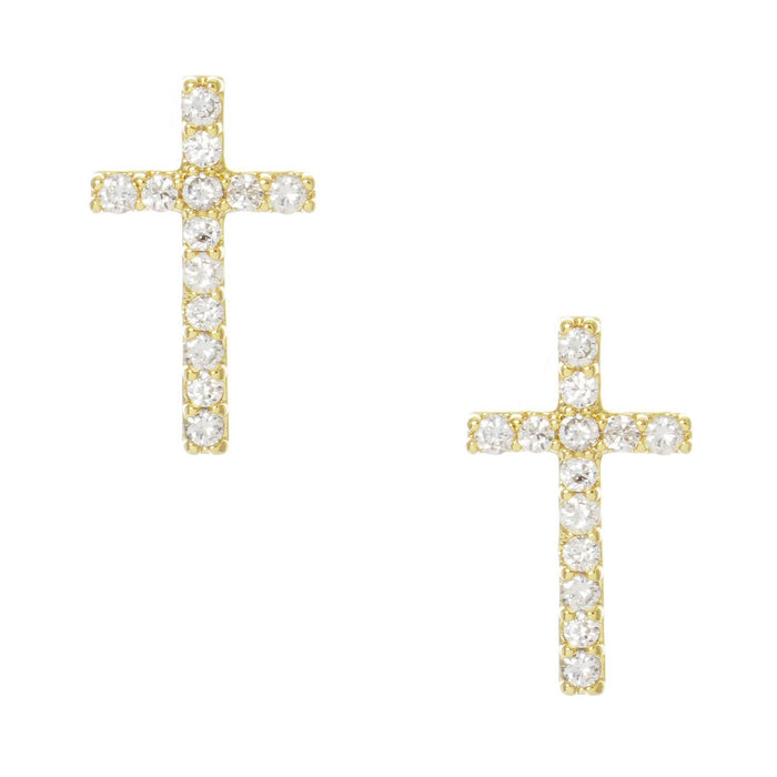Gold Petite Cross Stud Earrings