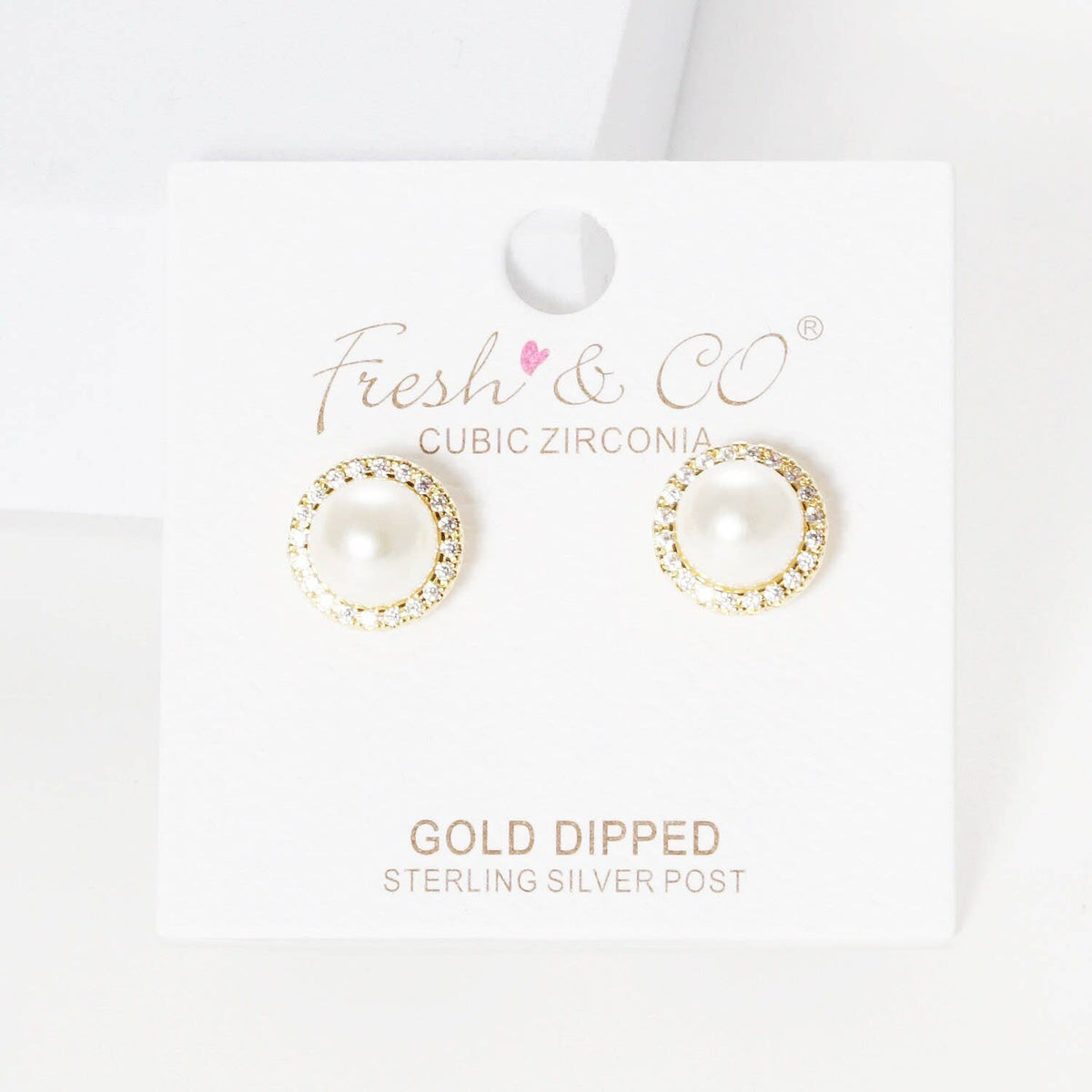 Gold Freshwater Halo Pearl Stud Earrings