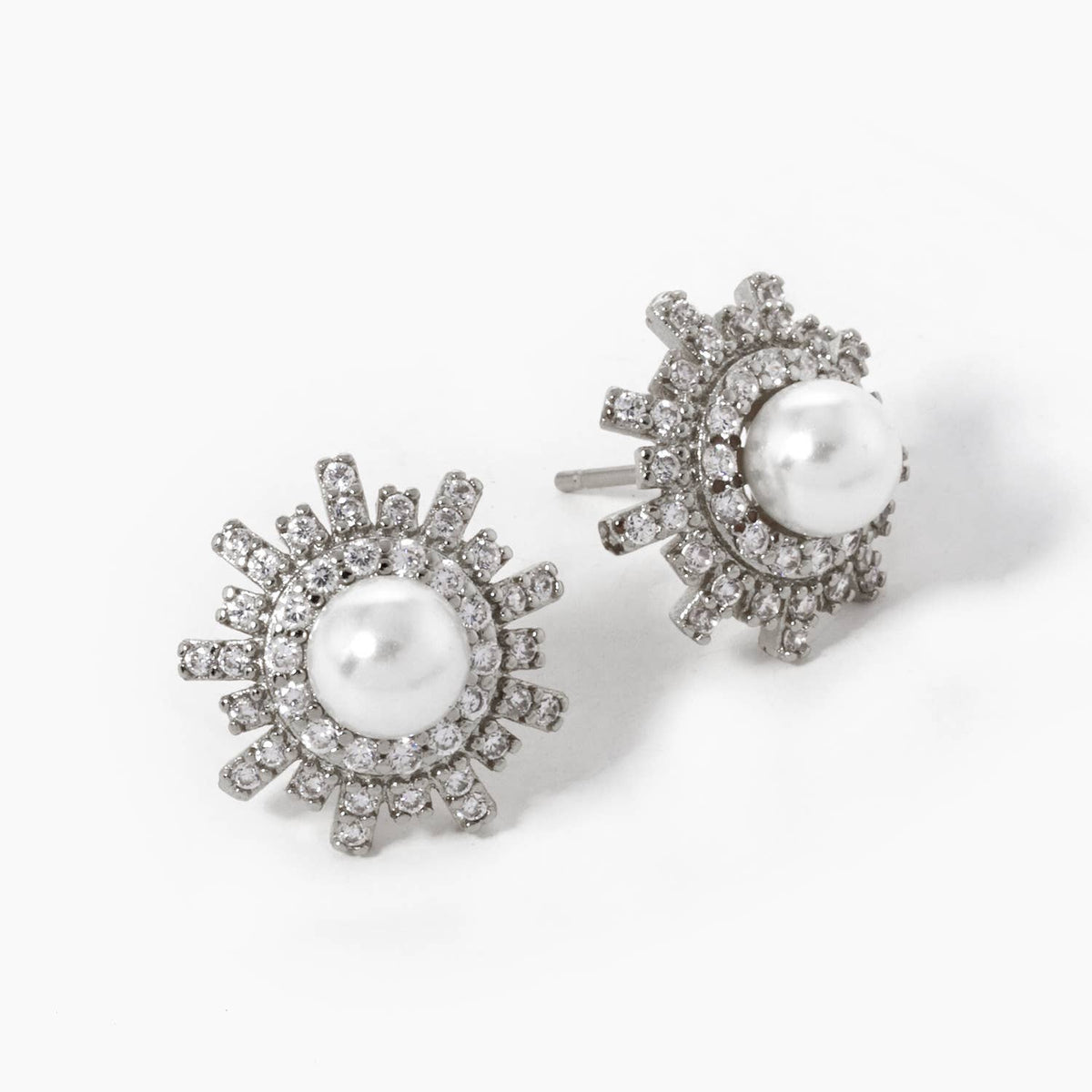 Freshwater Pearl Sunburst Stud Earrings