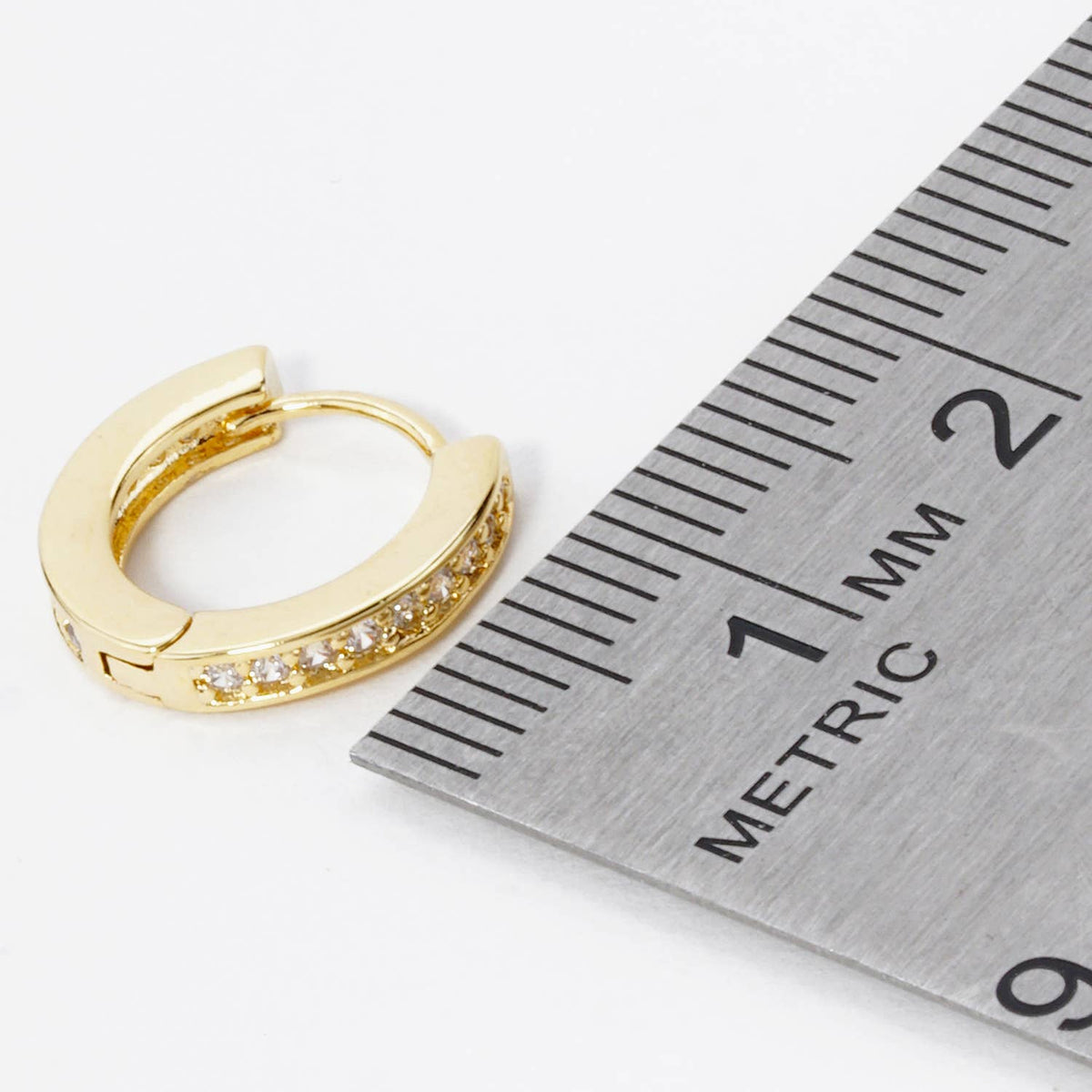 CUBIC ZIRCONIA 12MM HUGGIE HOOP EARRINGS