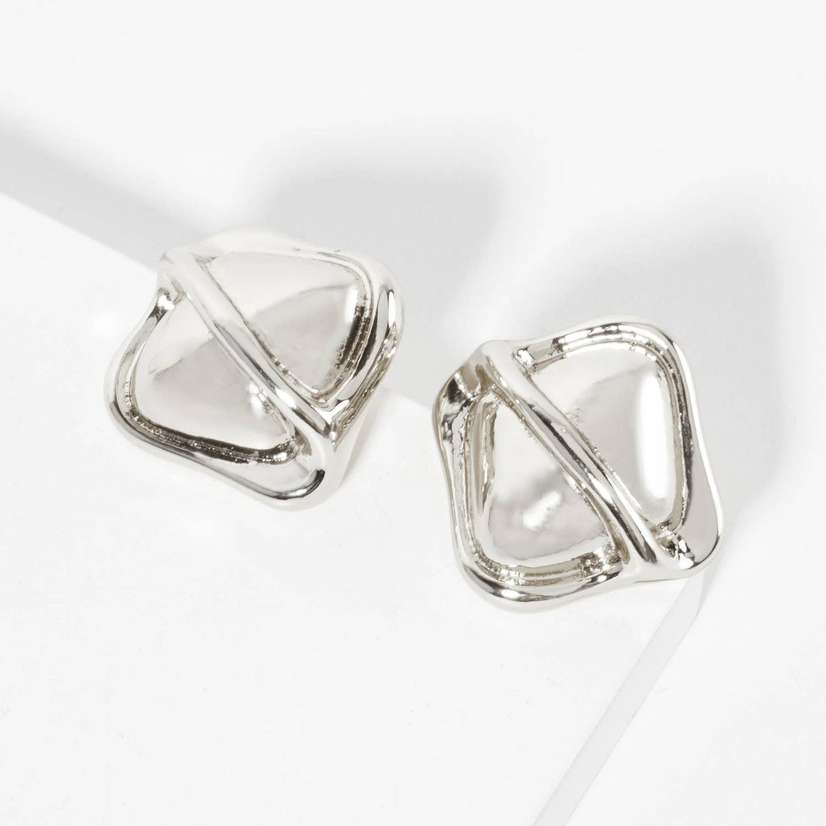 Polished Brass Soft-Curve Textured Post Earrings
