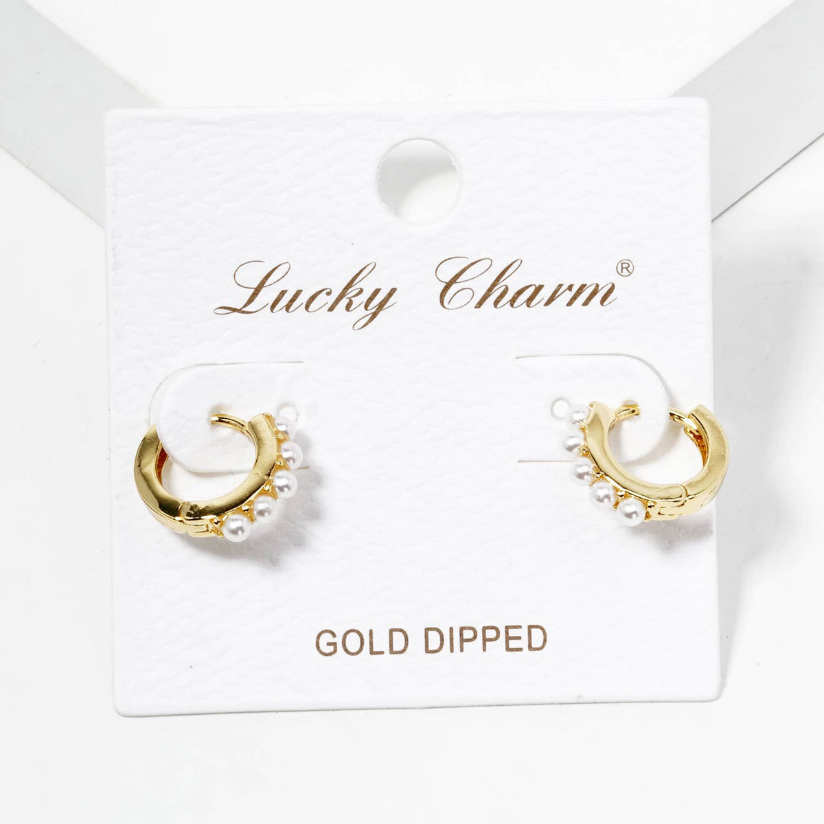 Gold-Dipped and White Gold-Dipped Pearl Huggie Hoop Earrings