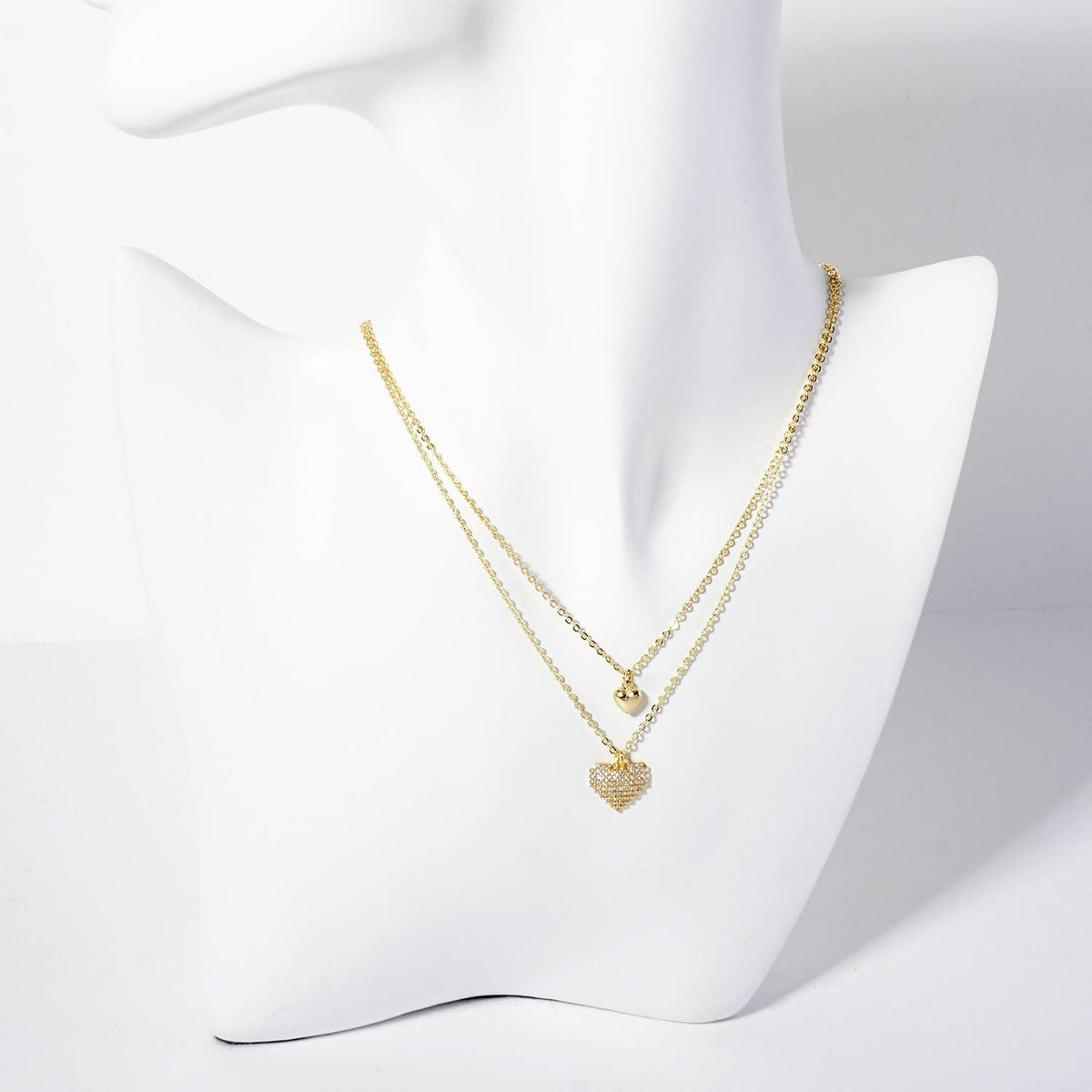 Double Heart Pendant 18K-Gold-Dipped Layered Necklace