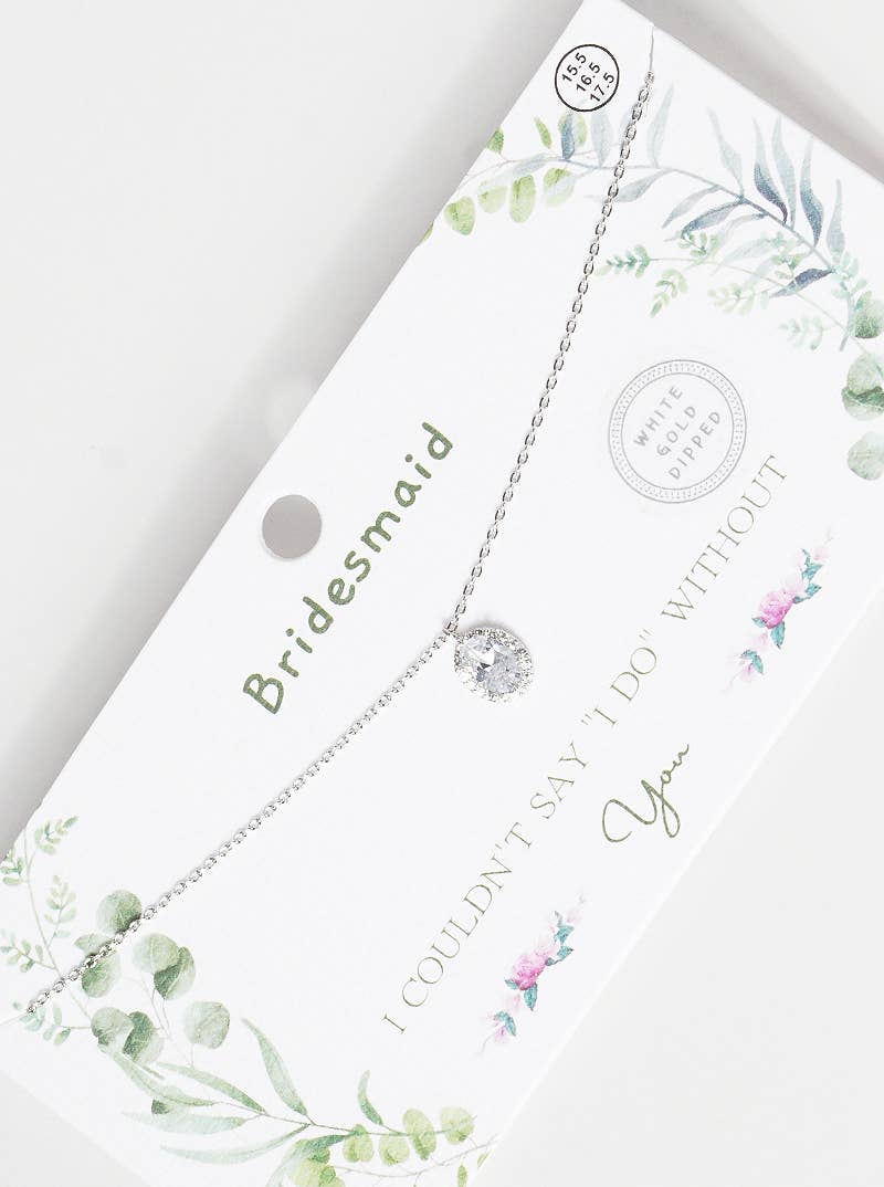 Bridesmaid Oval Halo CZ Necklace