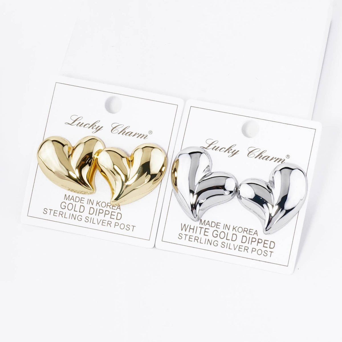 18K GOLD DIPPED CHUNKY HEART STUD EARRINGS