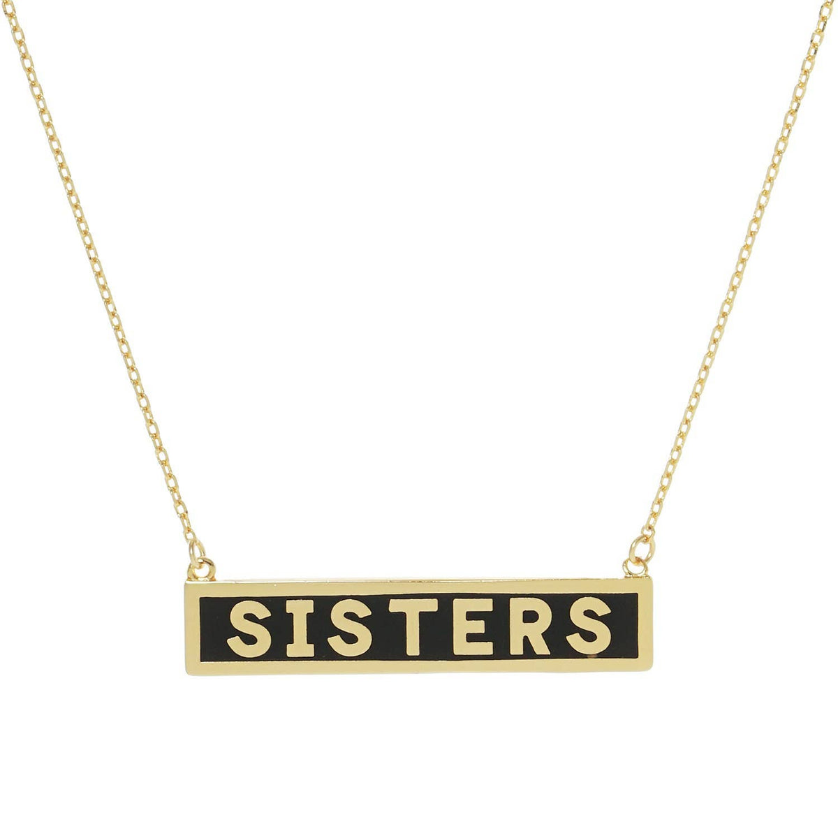Gold Plated Mini Bar SISTERS Necklace