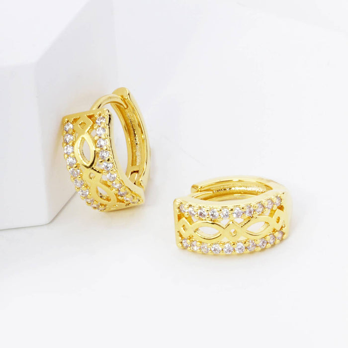 FILIGREE MICRO PAVE SET CUBIC ZIRCONIA 12MM HUGGIE HOOP