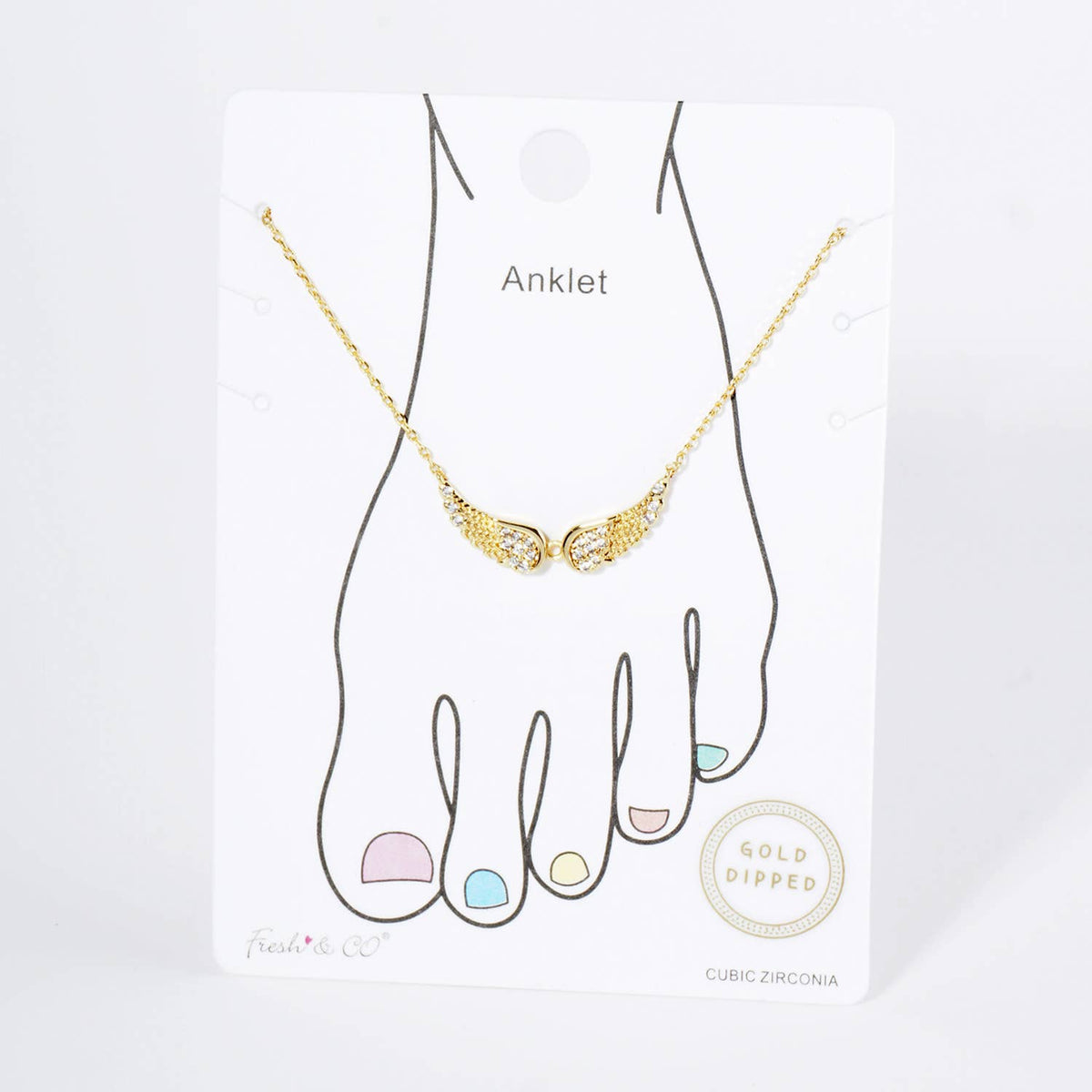 Dainty Pavé Crystal Angel Wing Anklet