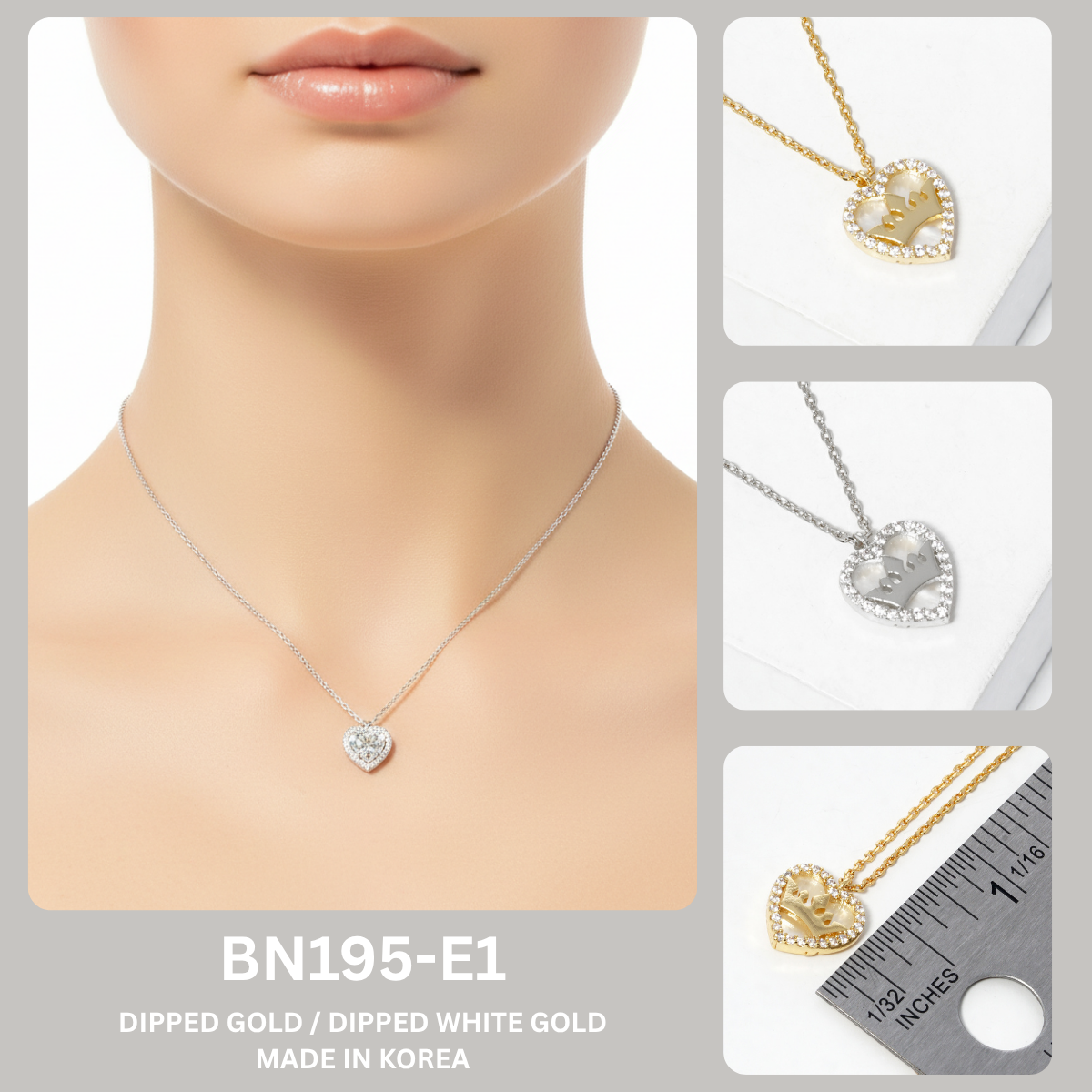 Crown Within Heart Pavé Pendant Necklace