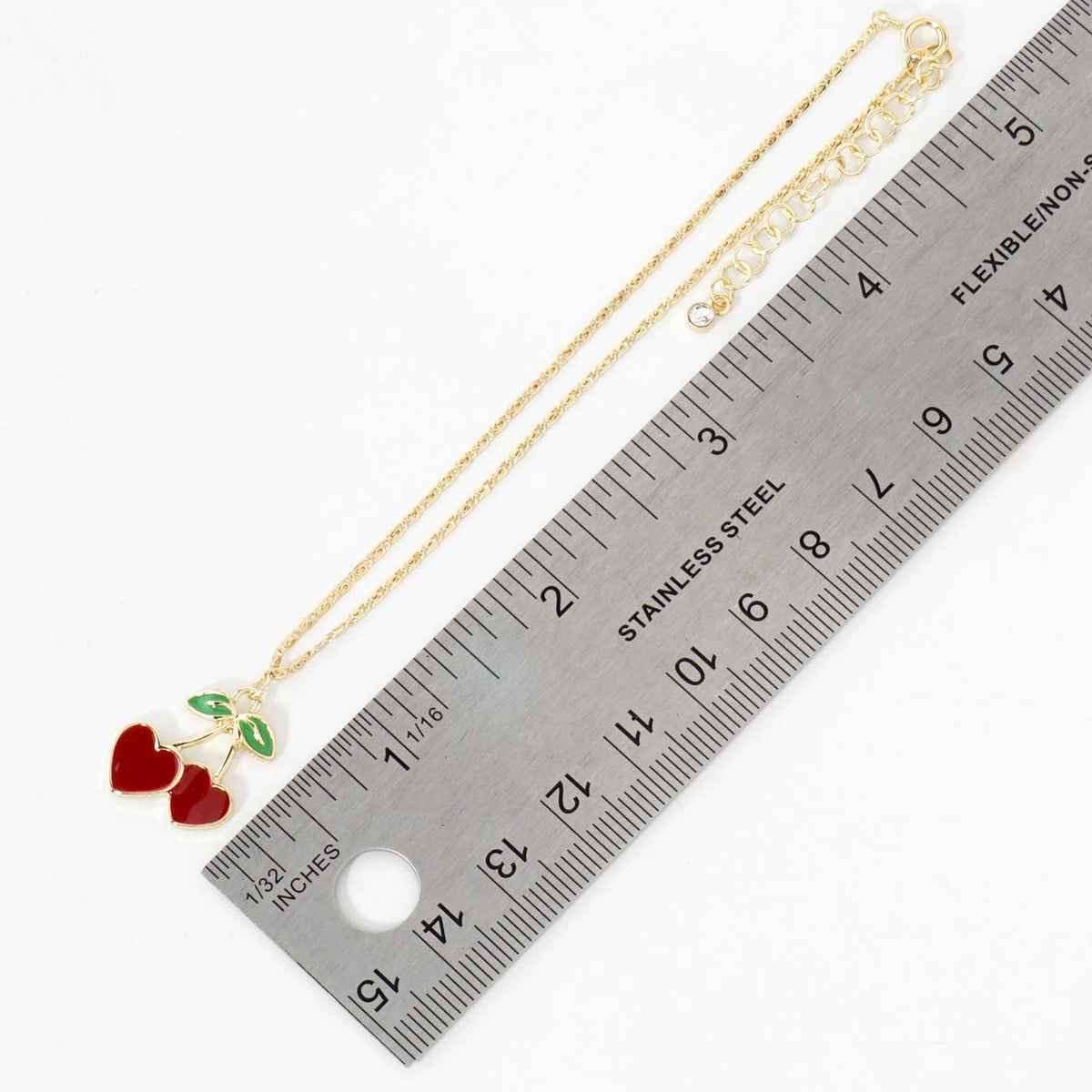 Enamel Heart-Cherry Dainty Anklet