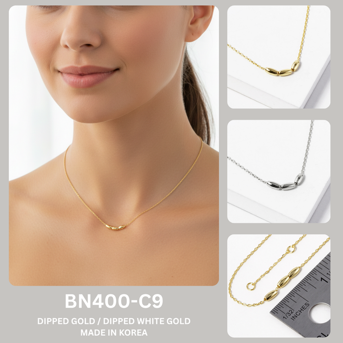 Minimalist Three-Bead Dainty Pendant Necklace
