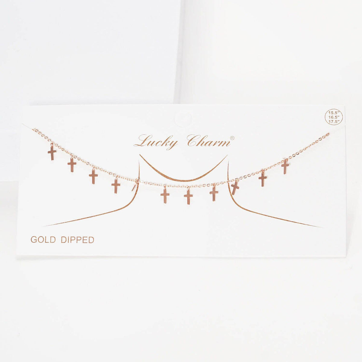 Gold Plated Chain w/ Dangling Crosses Necklace