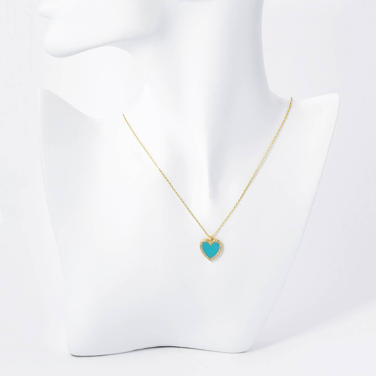18K Gold Dipped 13mm Pave Set Cubic Zirconia Heart Necklace