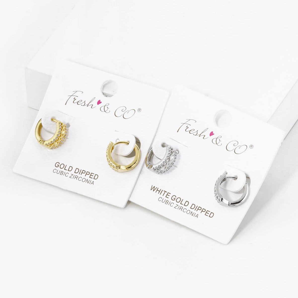 FILIGREE MICRO PAVE SET CUBIC ZIRCONIA 12MM HUGGIE HOOP