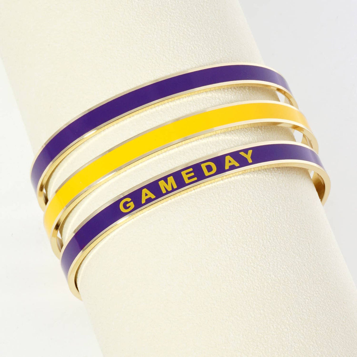 18K GOLD DIPPED ENAMEL GAME DAY CUFF BRACELET.