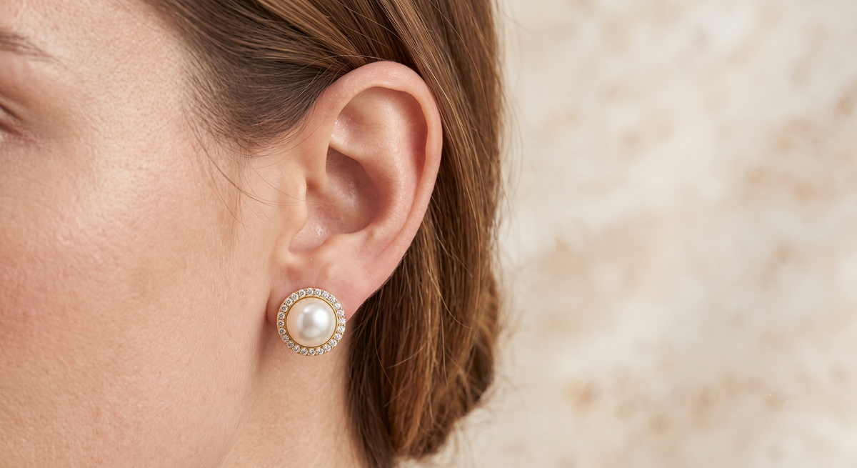 Pearl & Crystal Halo Bridesmaid Stud Earrings