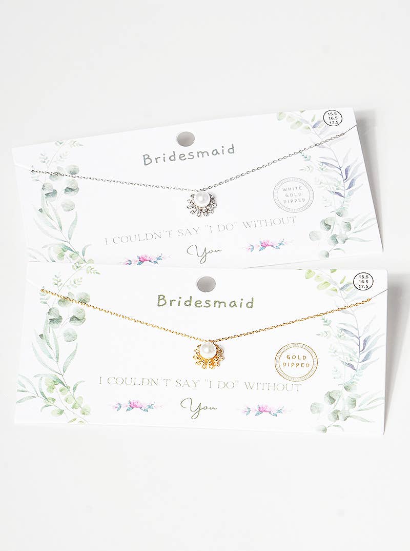 Bridesmaid Pearl Flower Pendant Necklace