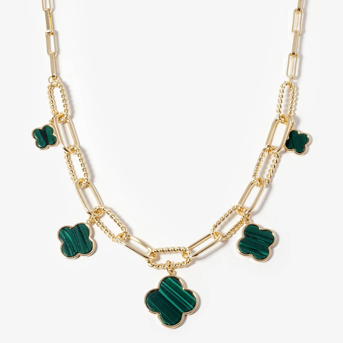 Four-Leaf Clover Charm Link Chain Necklace