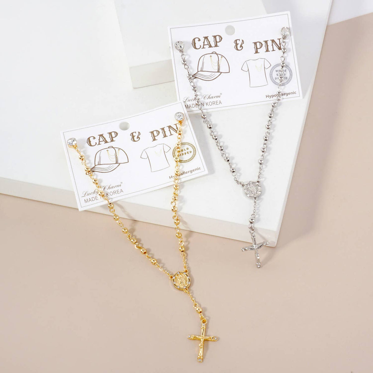 Lucky Charm Cap & Pin Rosary Chain Accessory