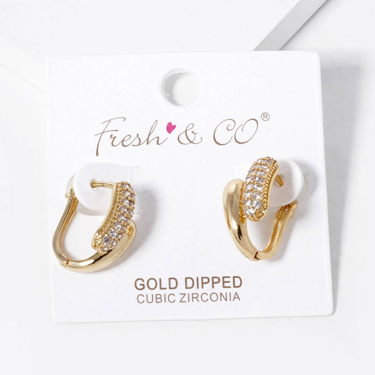 18K Gold Dipped CZ Pave 15mm Huggie Hoop Earrings