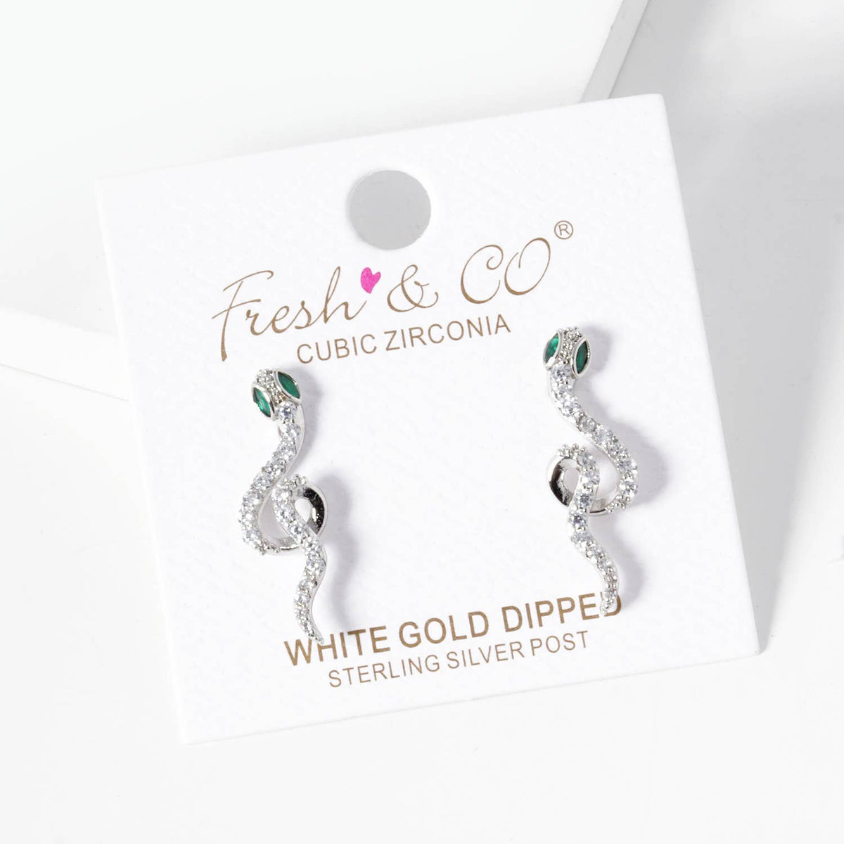 Dainty Slithering Snake Stud Earrings with Cubic Zirconia