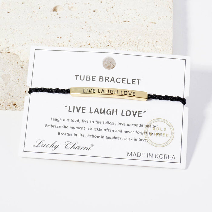 Inspirational Messages "Live Laugh Love" Tube Bar Bracelet