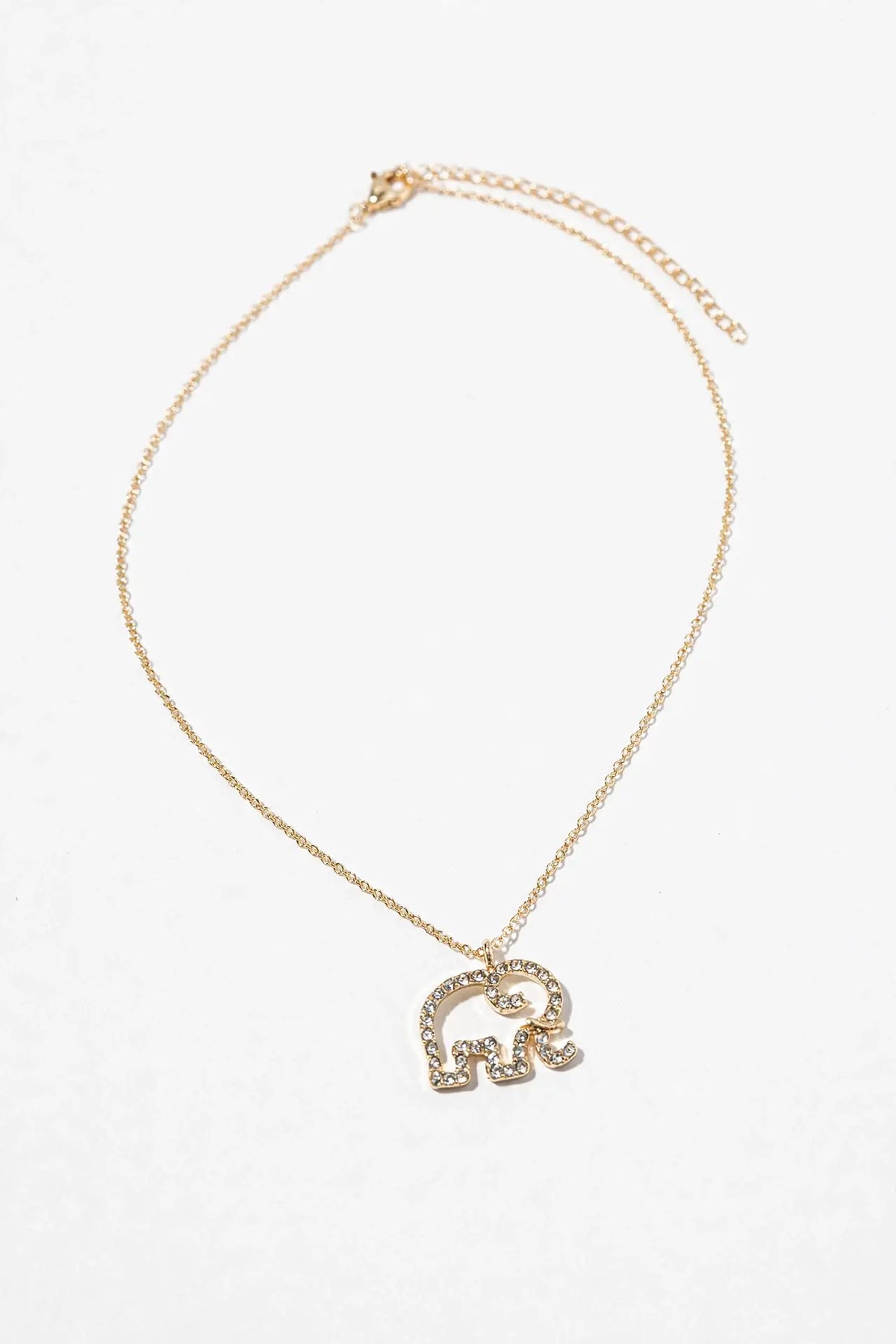Crystal Elephant Pendant Necklace – Open-Outline Elephant
