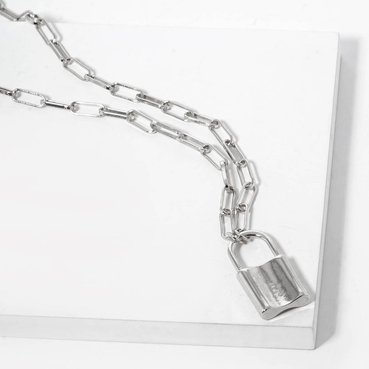 Gold Dipped Lock Pendant Necklace