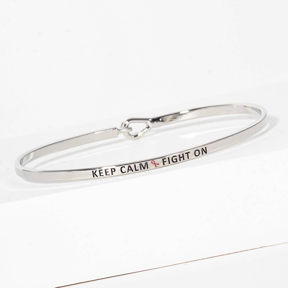"Keep Calm & Fight On" Breast Cancer Awareness Bracelet