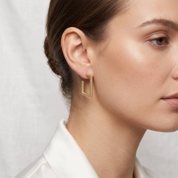Textured Square Hoop Earrings