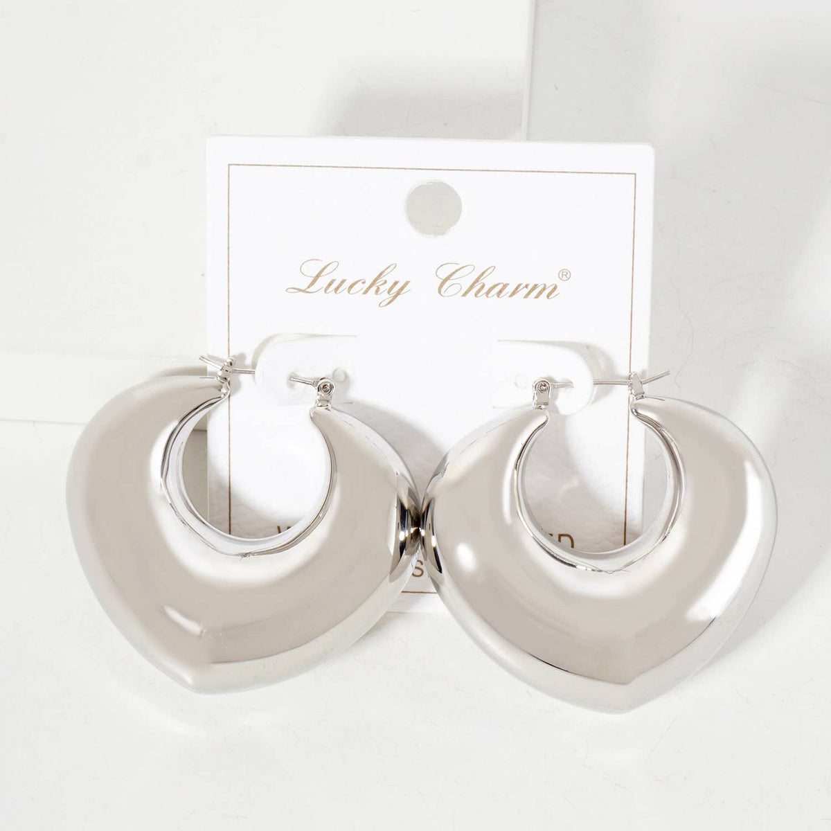 Hollow Tapered Heart Tube Latch-Back Hoop Earrings
