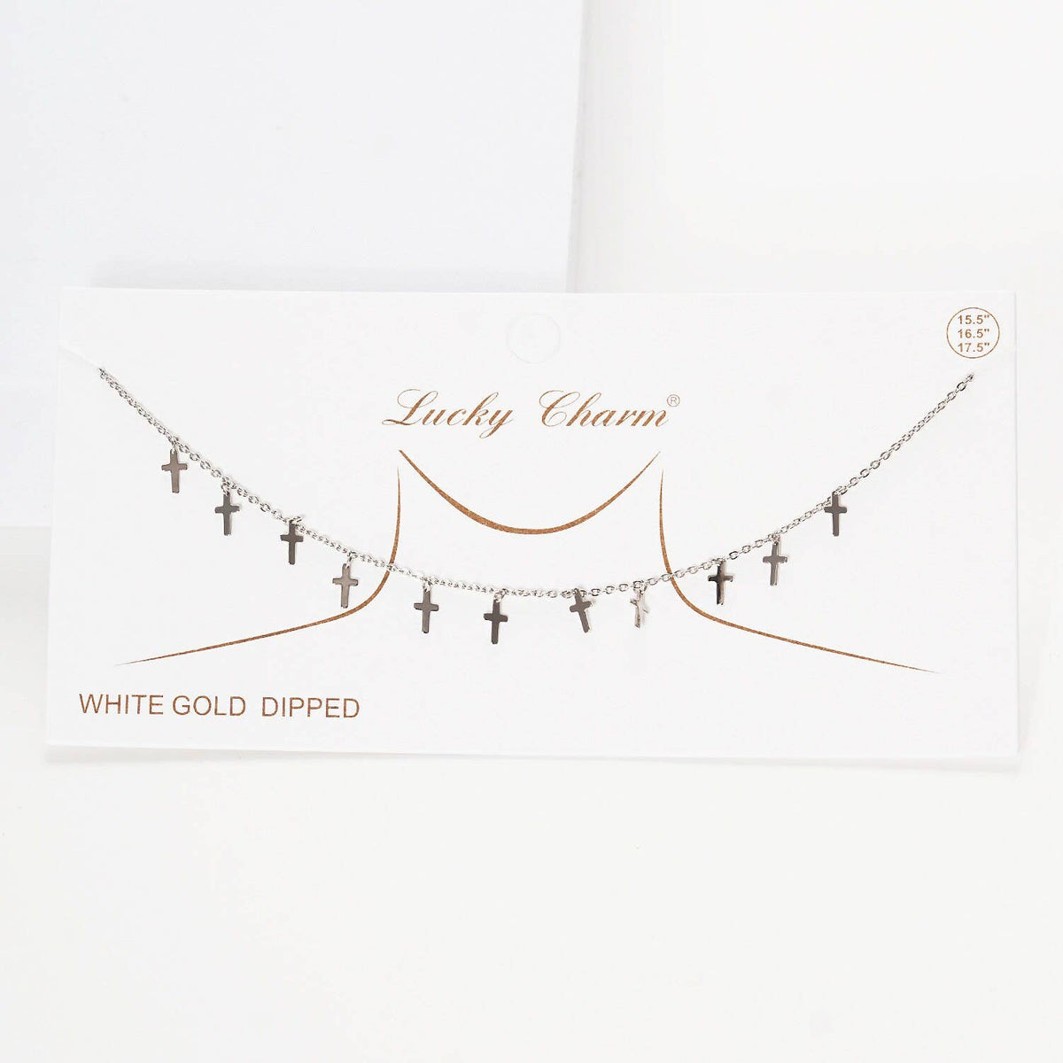 Gold Plated Chain w/ Dangling Crosses Necklace