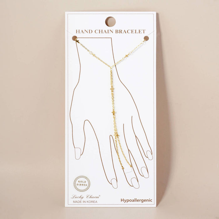 Religious-Theme Satellite Delicate Cross Hand-Chain Bracelet
