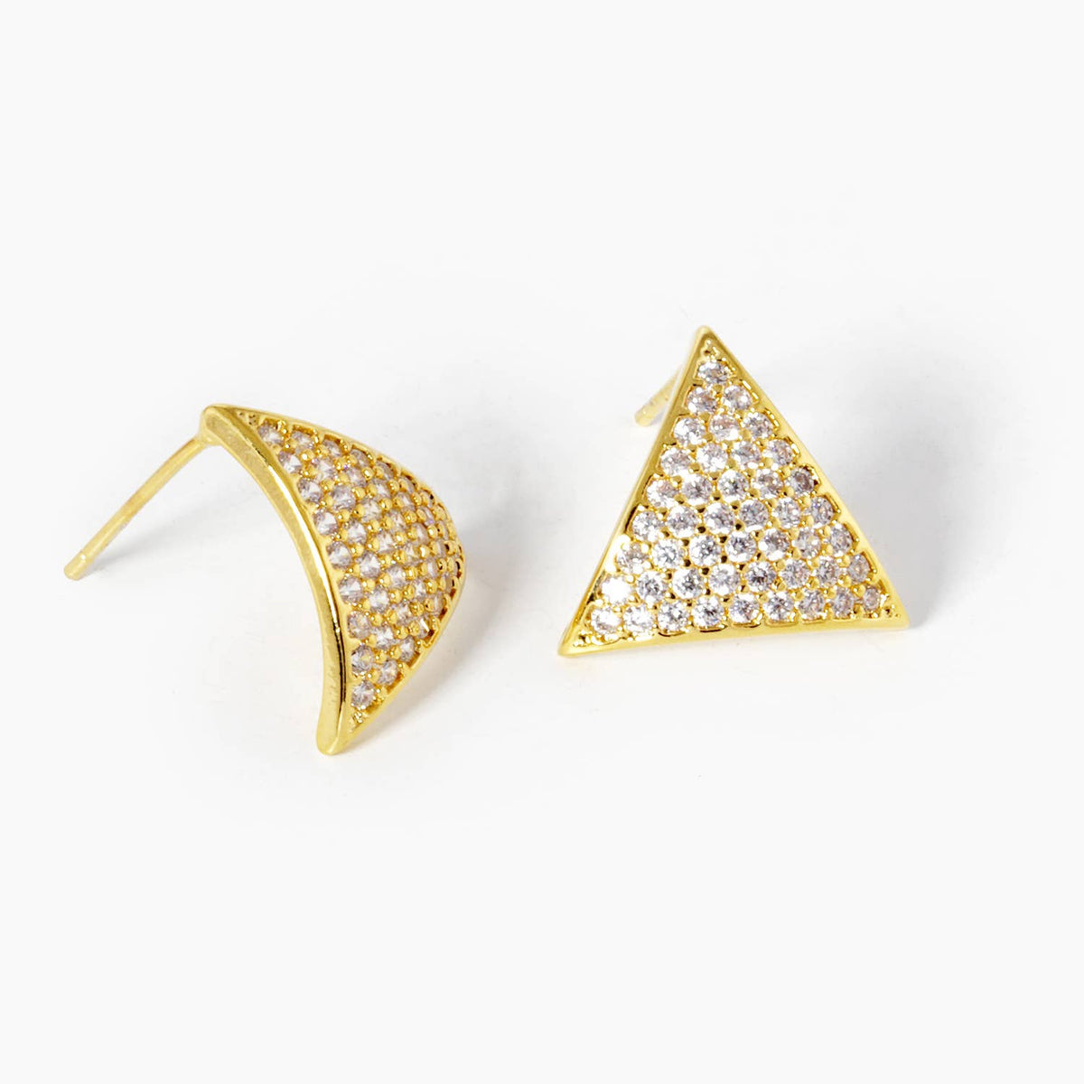 Dainty Pave Triangle Stud Earrings